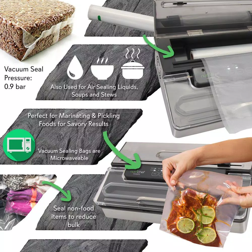 Food Processing NutriChef White Kitchen Pro Stainless Steel Food Vacuum Sealer System – Countertop Electric Air Seal Preserver With Air Vac Bags 10 Food Processing NutriChef White Kitchen Pro Stainless Steel Food Vacuum Sealer System – Countertop Electric Air Seal Preserver With Air Vac Bags - Image 8
