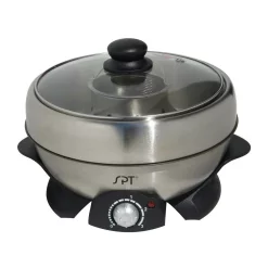 Cookers SPT Shabu-Shabu 3 Qt. Stainless Steel Electric Multi-Cooker With Stainless Steel Pot