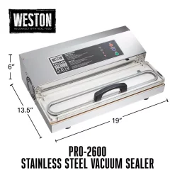 Food Processing Weston Pro 2600 Stainless Steel Food Vacuum Sealer 15 Food Processing Weston Pro 2600 Stainless Steel Food Vacuum Sealer -Dessert Makers Popular Store stainless steel weston food vacuum sealers 65 1301 w 66 1000