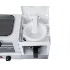 Toasters SPT Breakfast Center 1450 W 2-Slice White And Stainless Steel Toaster Oven With Griddle And Coffee Maker 12 Toasters SPT Breakfast Center 1450 W 2-Slice White And Stainless Steel Toaster Oven With Griddle And Coffee Maker -Dessert Makers Popular Store white and stainless steel spt toaster ovens bm 1120w 1f 1000