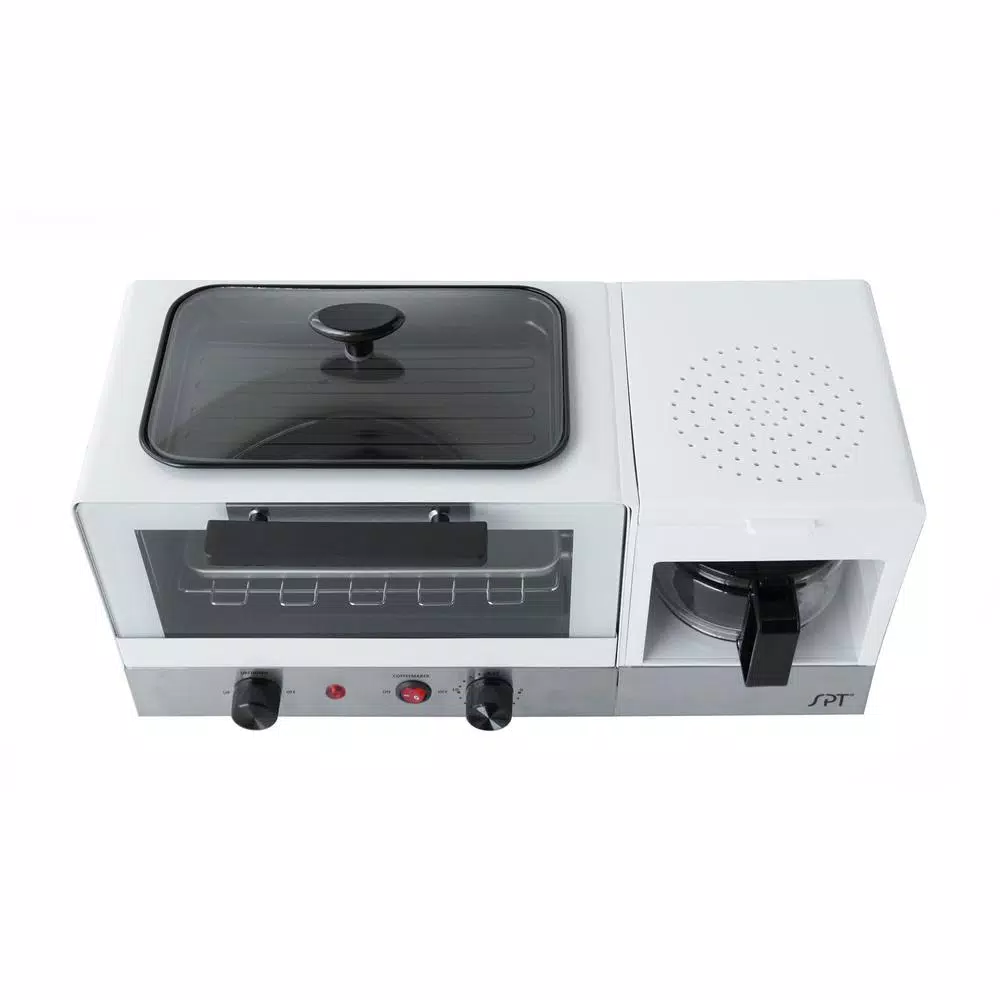 Toasters SPT Breakfast Center 1450 W 2-Slice White And Stainless Steel Toaster Oven With Griddle And Coffee Maker 5 Toasters SPT Breakfast Center 1450 W 2-Slice White And Stainless Steel Toaster Oven With Griddle And Coffee Maker - Image 3