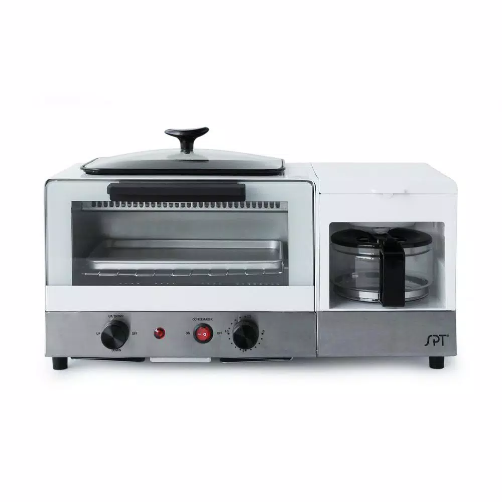 Toasters SPT Breakfast Center 1450 W 2-Slice White And Stainless Steel Toaster Oven With Griddle And Coffee Maker 4 Toasters SPT Breakfast Center 1450 W 2-Slice White And Stainless Steel Toaster Oven With Griddle And Coffee Maker - Image 2