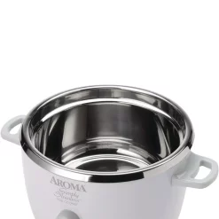 Cookers AROMA Simply 6-Cup Stainless Steel White Rice Cooker With Measuring Cup And Serving Spatula -Dessert Makers Popular Store white aroma rice cookers arc 753sg 4f 1000