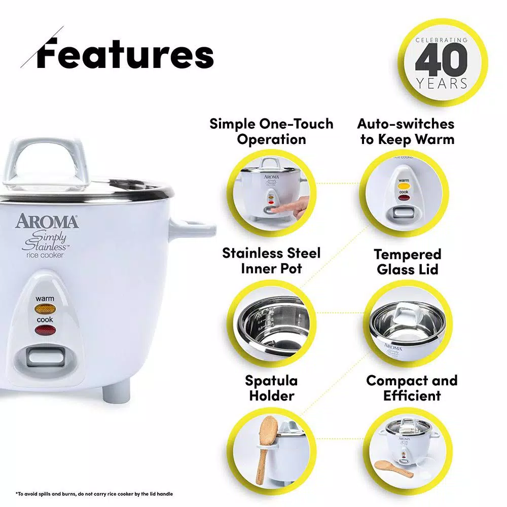 Cookers AROMA 14-Cup Rice Cooker In White 6 Cookers AROMA 14-Cup Rice Cooker In White - Image 4