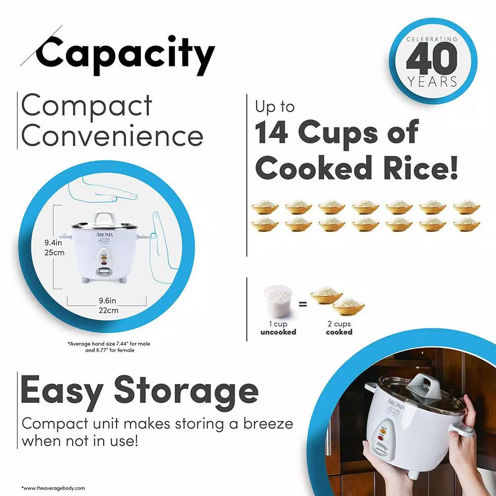 Cookers AROMA 14-Cup Rice Cooker In White 9 Cookers AROMA 14-Cup Rice Cooker In White - Image 7