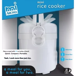 Cookers AROMA 3-Cup White Mini Rice Cooker With Non-Stick Cooking Pot 18 Cookers AROMA 3-Cup White Mini Rice Cooker With Non-Stick Cooking Pot -Dessert Makers Popular Store white aroma rice cookers mrc 903d 44 1000