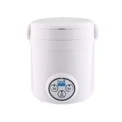 Cookers AROMA 3-Cup White Mini Rice Cooker With Non-Stick Cooking Pot