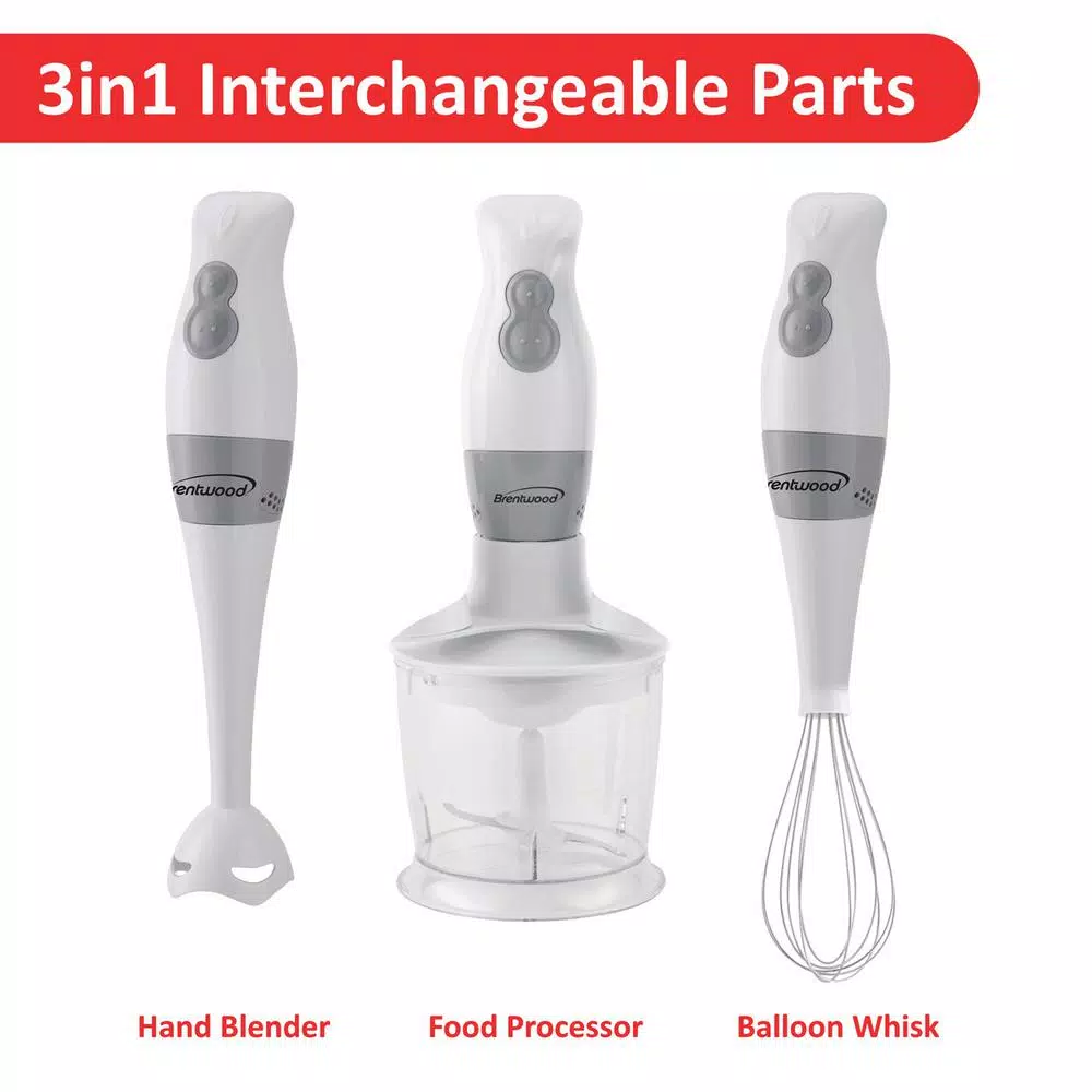 Mixers Brentwood Appliances 2-Speed White Hand Mixer Blender And Food Processor With Balloon Whisk 4 Mixers Brentwood Appliances 2-Speed White Hand Mixer Blender And Food Processor With Balloon Whisk - Image 2