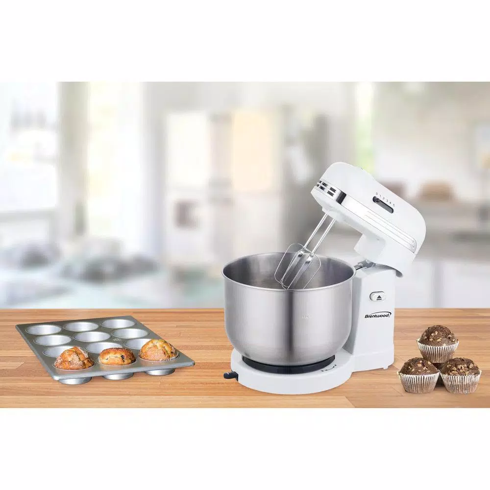 Mixers Brentwood Appliances 3 Qt. 5-Speed White With Stainless Steel Mixing Bowl Stand Mixer 10 Mixers Brentwood Appliances 3 Qt. 5-Speed White With Stainless Steel Mixing Bowl Stand Mixer - Image 8