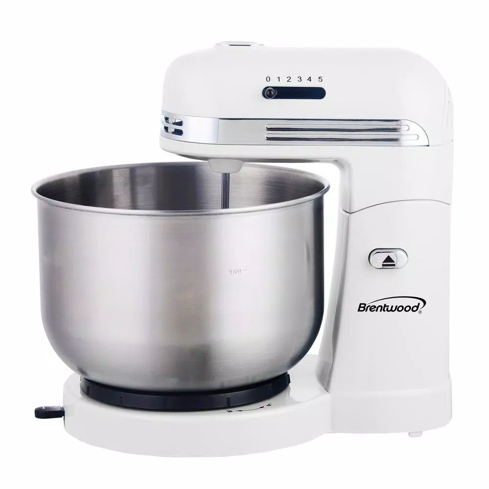 Mixers Brentwood Appliances 3 Qt. 5-Speed White With Stainless Steel Mixing Bowl Stand Mixer 4 Mixers Brentwood Appliances 3 Qt. 5-Speed White With Stainless Steel Mixing Bowl Stand Mixer - Image 2