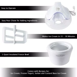 Dessert Makers Classic Cuisine 1 Qt. White Ice Cream Maker And Frozen Yogurt Machine With Recipe Booklet 8 Dessert Makers Classic Cuisine 1 Qt. White Ice Cream Maker And Frozen Yogurt Machine With Recipe Booklet -Dessert Makers Popular Store white classic cuisine ice cream makers m030217 4f 1000