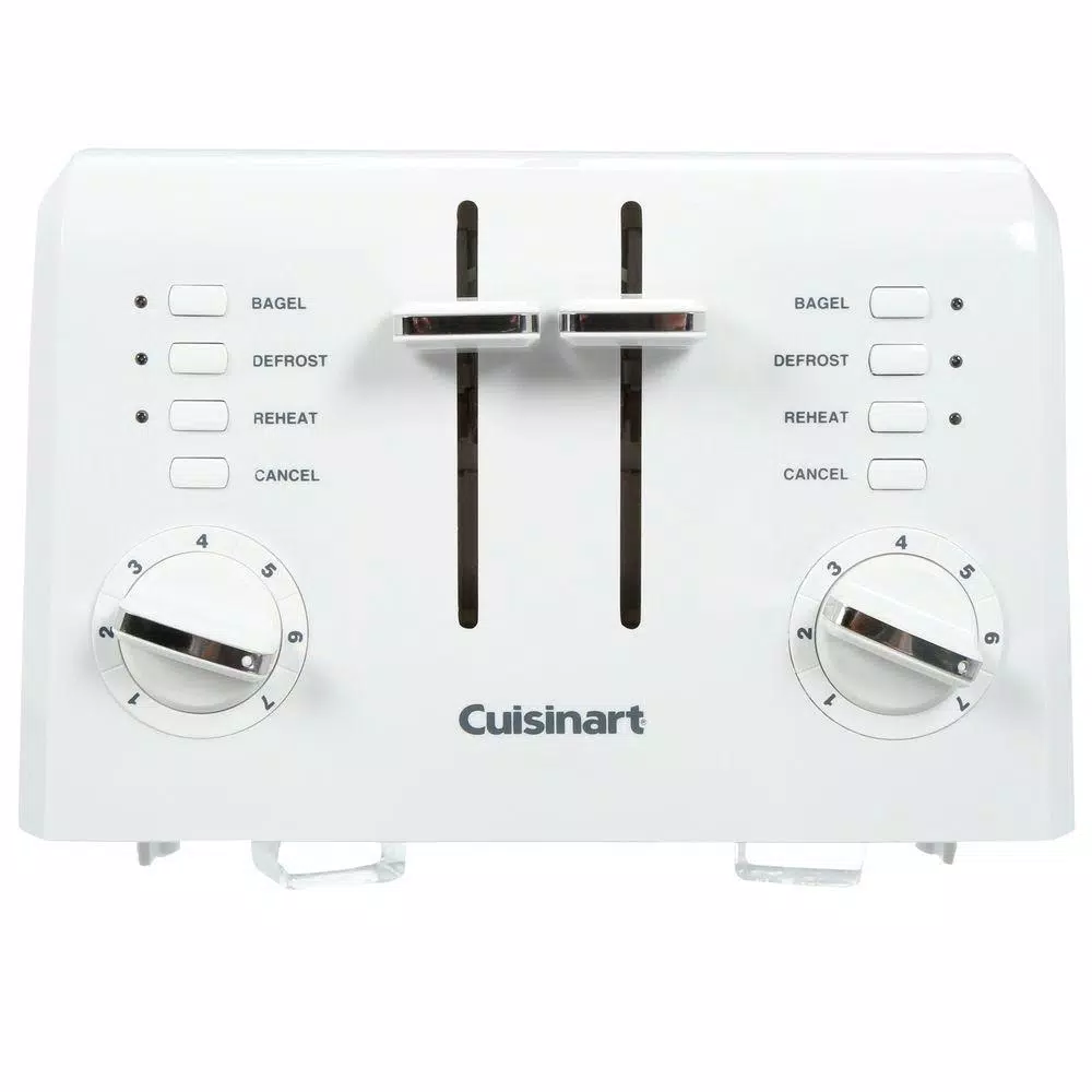 Toasters Cuisinart Compact 4-Slice White Wide Slot Toaster With Crumb Tray 6 Toasters Cuisinart Compact 4-Slice White Wide Slot Toaster With Crumb Tray - Image 4