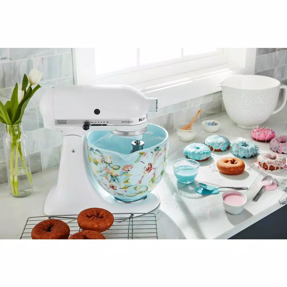 Mixers KitchenAid 5 Qt. White Gardenia Patterned Ceramic Bowl 5 Mixers KitchenAid 5 Qt. White Gardenia Patterned Ceramic Bowl - Image 3