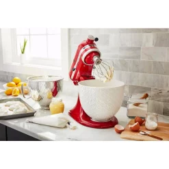 Mixers KitchenAid 5 Qt. White Mermaid Lace Textured Ceramic Bowl 8 Mixers KitchenAid 5 Qt. White Mermaid Lace Textured Ceramic Bowl -Dessert Makers Popular Store white mermaid lace kitchenaid mixer attachments ksm2cb5twm 4f 1000