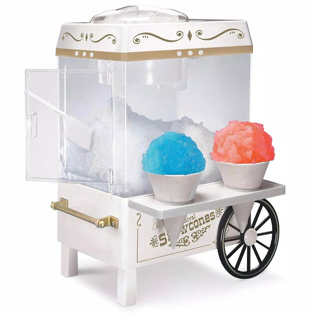 Dessert Makers Nostalgia 160 Oz. Snow Cone Maker In White With Reusable Cones 3 Dessert Makers Nostalgia 160 Oz. Snow Cone Maker In White With Reusable Cones