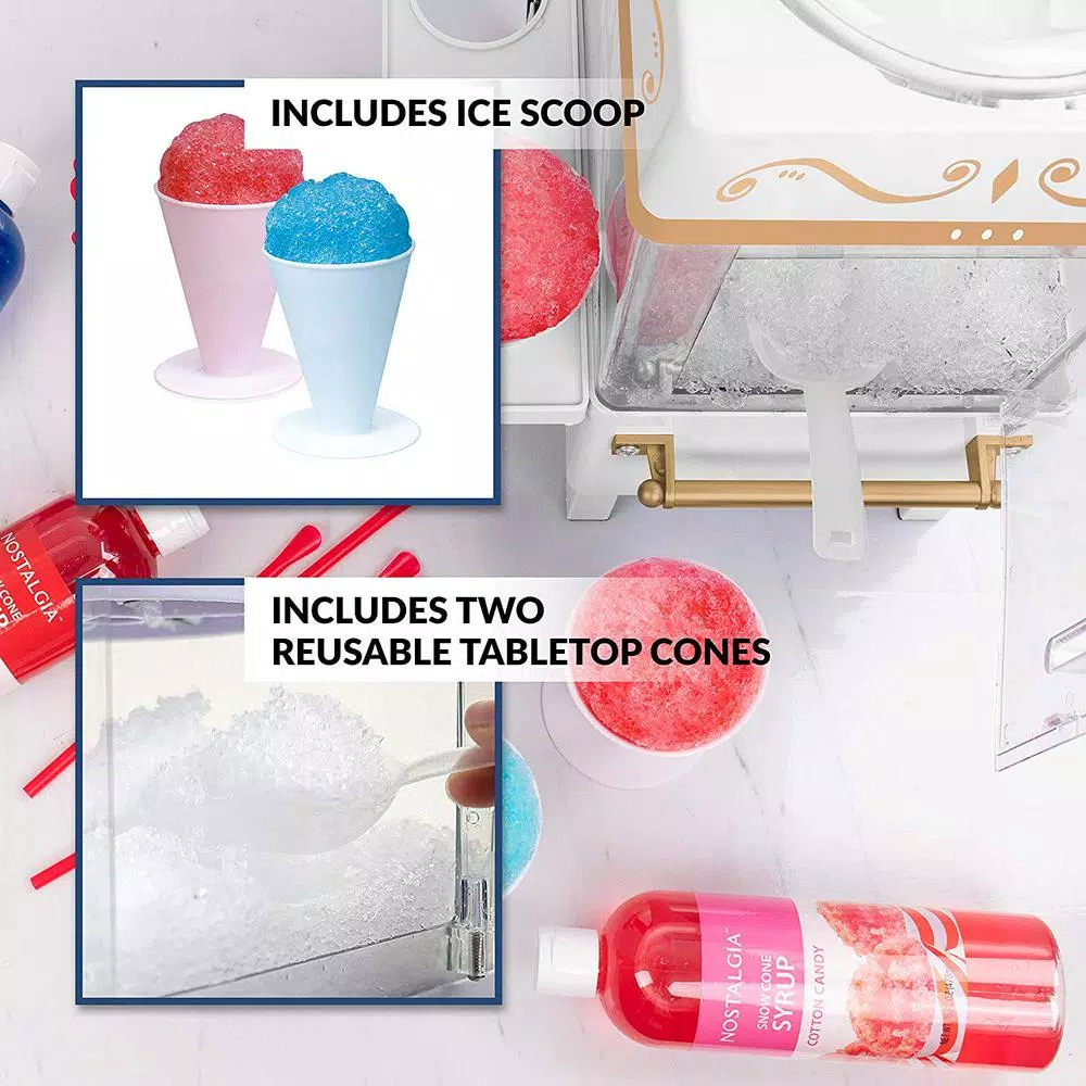Dessert Makers Nostalgia 160 Oz. Snow Cone Maker In White With Reusable Cones 8 Dessert Makers Nostalgia 160 Oz. Snow Cone Maker In White With Reusable Cones - Image 6