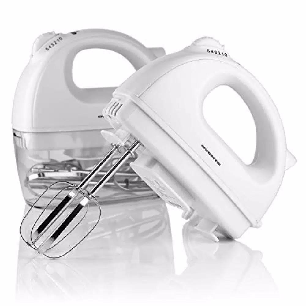 Mixers Ovente 5-Speed 150-Watt White Hand Mixer Stainless Steel Chrome Beaters And Free Snap-On Case 3 Mixers Ovente 5-Speed 150-Watt White Hand Mixer Stainless Steel Chrome Beaters And Free Snap-On Case