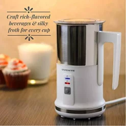 Coffee Makers Ovente 8.1 Oz. White Stainless Steel Electric Milk Frother 3 In 1-Warming, Heating And Frothing, See-Through Lid Plus Whisks 15 Coffee Makers Ovente 8.1 Oz. White Stainless Steel Electric Milk Frother 3 In 1-Warming, Heating And Frothing, See-Through Lid Plus Whisks -Dessert Makers Popular Store white ovente milk frothers fr1208w 31 1000