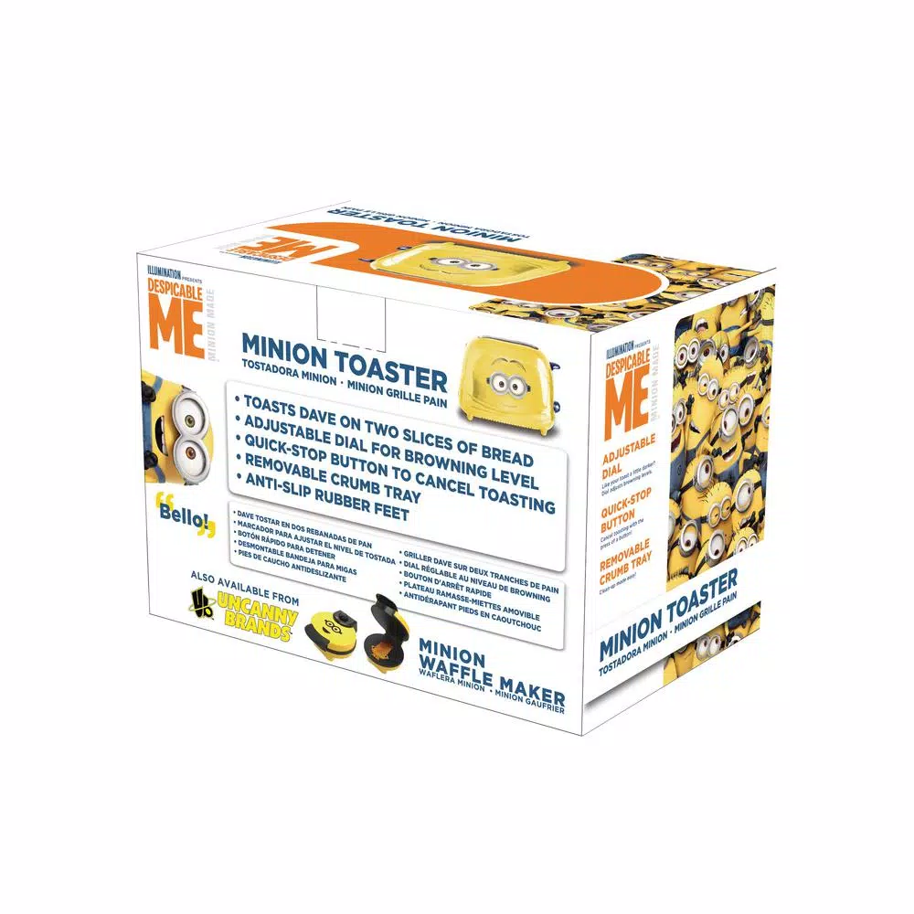 Toasters Uncanny Brands Minions Dave 2-Slice Yellow Toaster 6 Toasters Uncanny Brands Minions Dave 2-Slice Yellow Toaster - Image 4